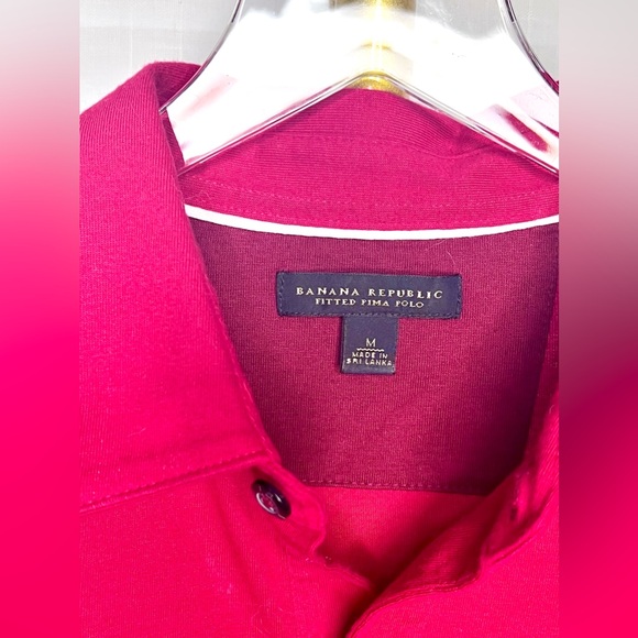 Menβs Fitted Polo Shirt Banana Republic in Red/White Stripes Sz S - Picture 7 of 7